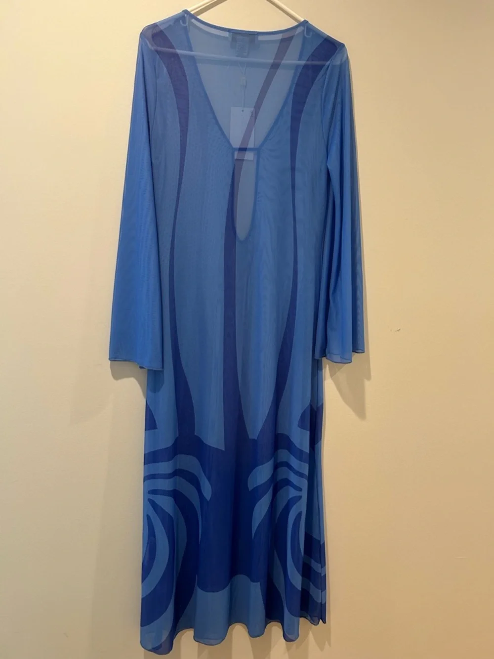 NWT Caroline Constas Lidi Light Blue Sheer Mesh Tunic Dress - Picture 8 of 8